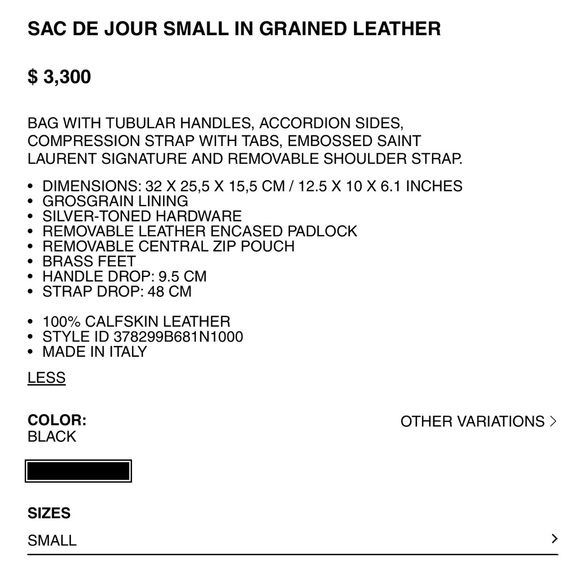 NWT black small Saint Laurent ‘Sac Du Jour’ handbag (O/S) - Picture 7 of 14